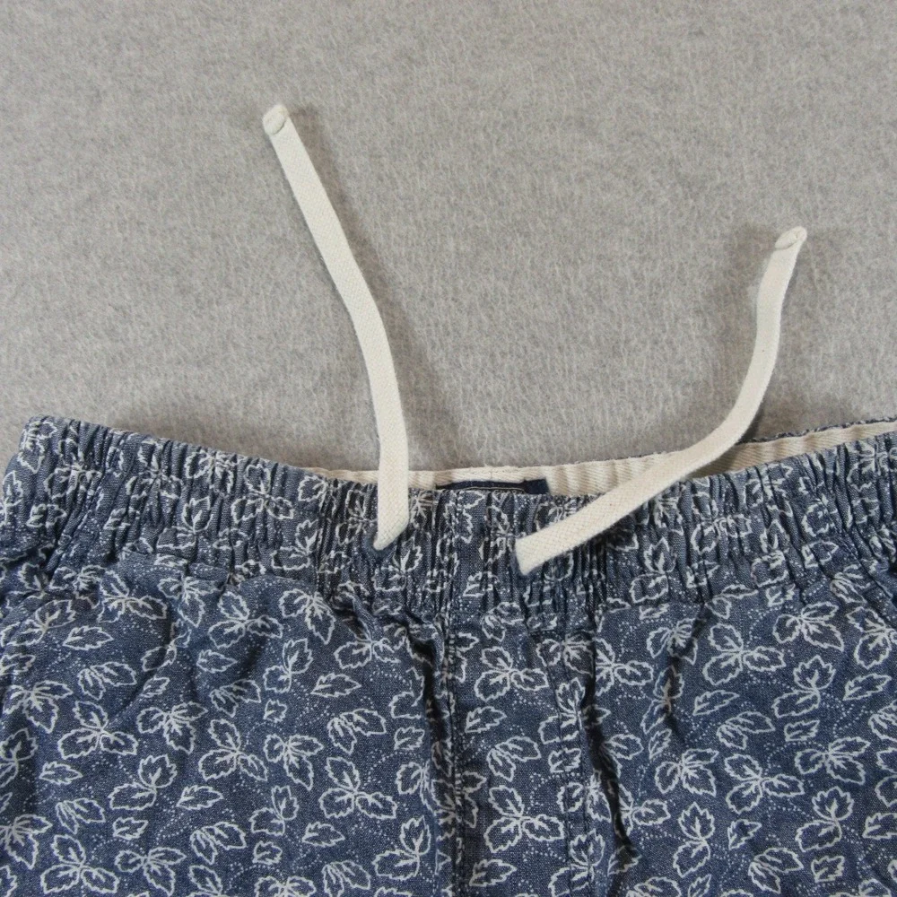 J. Crew Men Shorts XS Blue‎ Floral Leaf Elastic Waist Drawstring Casual 26b